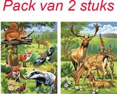 Schilderen op nummer "Sequin Art" Junior Bosdieren (2 stuks)