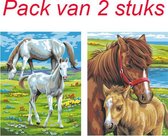 Schilderen op nummer "Sequin Art" Junior Paarden (2 stuks)