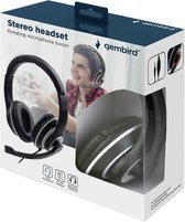 Gembird MHS-03-BKRD Over Ear headset Kabel Zwart, Rood Volumeregeling, Headset