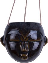 Present Time Bloempotten Hanging plant pot Mask round glazed Bruin