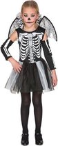 Witbaard Verkleedjurk Skelet Meisje Polyester Zwart/wit Mt 140-152