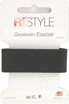 Restyle - Geweven Elastiek 25mm - Zwart - 1m