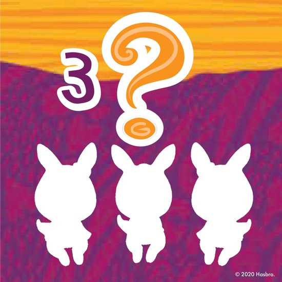 Drie witte kangoeroe-silhouetten met een vraagteken en het cijfer 3.