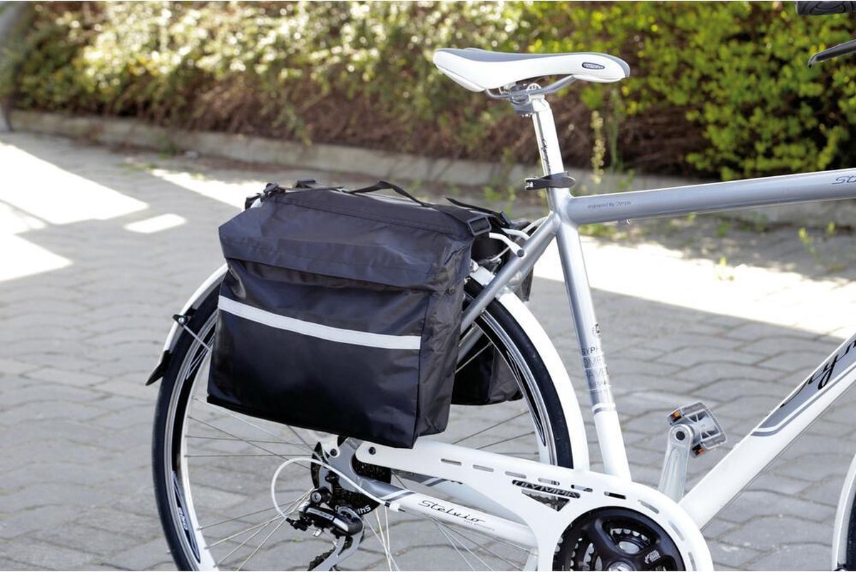 Maxi dubbele achter fietstas waterdicht, scheurvast duurzaam 14 liter inhoud-reflecterende strips - lampa