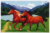 Diamond Painting 2 paarden met berglandschap