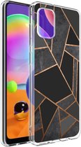 iMoshion Hoesje Geschikt voor Samsung Galaxy A31 Hoesje Siliconen - iMoshion Design hoesje - Zwart / Meerkleurig / Goud / Black Graphic