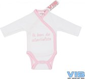 VIB® - Rompertje Luxe Katoen - Ik ben de allerliefste (Wit - Roze) - Babykleertjes - Baby cadeau