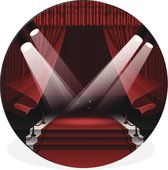 Een illustratie van spotlights op de rode loper van Hollywood Wandcirkel aluminium ⌀ 90 cm - foto print op muurcirkel / wooncirkel / tuincirkel (wanddecoratie)