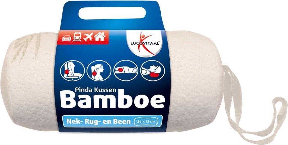 Lucovitaal Bamboe Nek Kussen Wit - 2 x - Voordeelverpakking