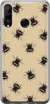 Huawei P30 Lite hoesje - Bijen print - Soft Case Telefoonhoesje - Print / Illustratie - Geel