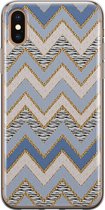 iPhone XS Max hoesje siliconen - Retro zigzag - Soft Case Telefoonhoesje - Print / Illustratie - Transparant, Multi