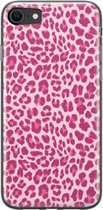 Leuke Telefoonhoesjes - Hoesje geschikt voor iPhone SE (2020) - Luipaard roze - Soft case - TPU - Luipaardprint - Roze