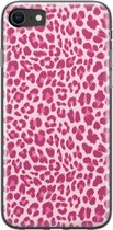 iPhone SE 2020 hoesje siliconen - Luipaard roze - Soft Case Telefoonhoesje - Luipaardprint - Transparant, Roze