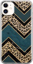 iPhone 11 hoesje siliconen - Luipaard zigzag - Soft Case Telefoonhoesje - Luipaardprint - Transparant, Multi