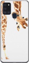 Leuke Telefoonhoesjes - Hoesje geschikt voor Samsung Galaxy A21s - Giraffe - Soft case - TPU - Giraffe - Bruin