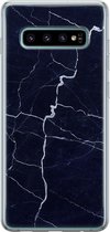 Leuke Telefoonhoesjes - Hoesje geschikt voor Samsung Galaxy S10 - Marmer Navy - Soft case - TPU - Marmer - Blauw