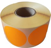 Blanco etiketten op rol - 50 mm rond - oranje radiant