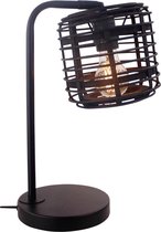 BRILLIANT Crosstown tafellamp hout donker / zwart Binnenlampen, tafellampen, -decoratief | 1x A60, E27, 40W, geschikt voor normale lampen (niet inbegrepen) | A ++ | Met snoerschakelaar