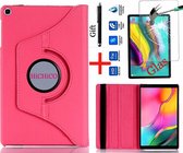 Apple iPad 10.2 inch (2019) HiCHiCO Tablet Hoes 360 Draaibare met Stylus pen Rose + Screen Protector
