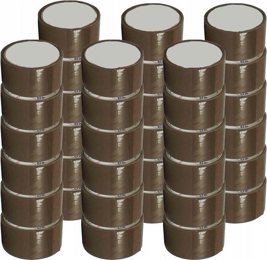 Verpakkingstape - Plakband Acryl Low Noise 66 m x 50 mm - VOORDEELDOOS 36 STUKS - Tape Bruin