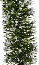 8x Kerstslingers dennenslingers groen/sneeuw 7 cm x 200 cm - Guirlande folie lametta - Groene besneeuwde kerstboom versieringen
