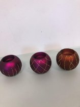 bronze/paarse waxine houders - set van 3 stuks