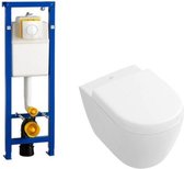 Villeroy en Boch Subway 2.0 compact DirectFlush toiletset met Wisa reservoir en bedieningsplaat softclose met quickrelease wit
