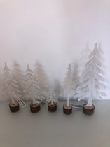 witte decoratieve kerstboompjes - set van 5