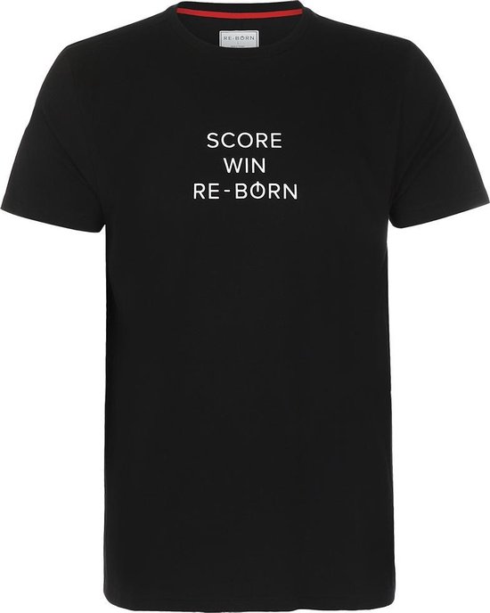 Re-Born Slogan T-shirt Score Korte Mouw Unisex - Zwart - Maat S