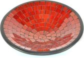 schaal - fruitschaal - glasmozaiek en aardewerk - red gold - 25 cm - fairtrade