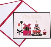 Kaart  | geschenken en taart | verjaardagskaart | kaart + enveloppe - 2 stuks