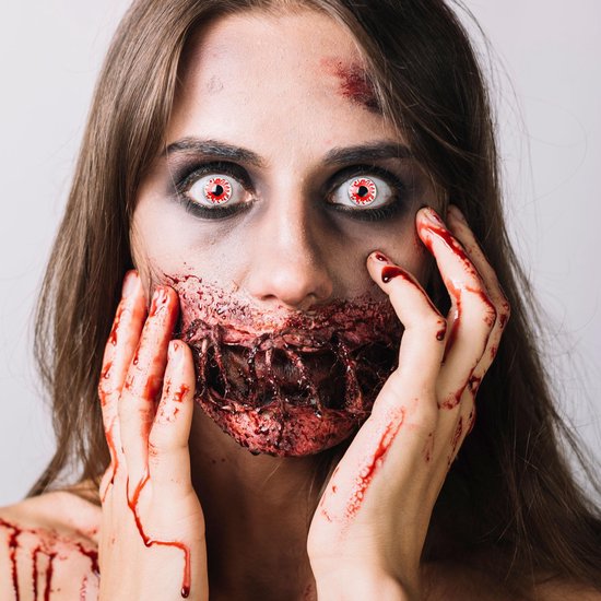 commentator tegel Panter Bloody zombie witte lenzen | Witte kleurlenzen zonder sterkte | Halloween  daglenzen | bol.com