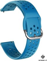 Siliconen Smartwatch bandje - Geschikt voor Strap-it Samsung Galaxy Watch 41mm / 42mm siliconen bandje met gaatjes - lichtblauw - Strap-it Horlogeband / Polsband / Armband