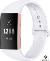 Siliconen Smartwatch bandje - Geschikt voor  Fitbit Charge 4 sportband - wit - Maat: S - Strap-it Horlogeband / Polsband / Armband