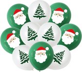 10 stuks ballonnen - kerstboom - kerstman - groen en wit