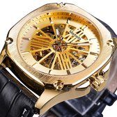 Marbella - Horloge Optimus double gold - Heren - Horloge 40 mm - Leren band