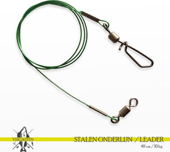 2x Stalen Onderlijn / Leader (40cm / 10kg / Groen / Quicklock) - Roofvis  Onderlijnen -... | bol.com
