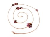 Zilveren collier halsketting halssnoer roos goud verguld Model Blossom gezet met rode stenen bloemen