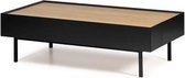 ARISTA Salontafel 2 laden - Eiken en zwart decor - B 110 x D 60 x H 34 cm