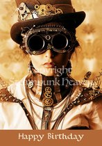 Steampunk wenskaarten set Tiberius, Steampunk verjaardagskaart