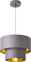 Design hanglamp Lopar metaal en stof E27 Ø30 grijs en goud