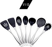 VIO Kitchentools - keukengerei set - RVS - 100 % BPA vrij - Anti-aanbak - silliconen - milieu vriendelijk - spatel - houder