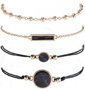Tibri 45 - Zwarte armbanden set dames - Dames armbanden zwart - Ibiza Style armbanden set - Setje armbandjes - Zwarte armbanden set