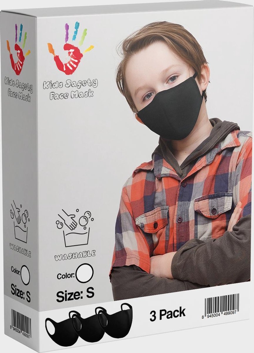 Kids Safety Mask Wasbaar Gezichtsmasker | Wit | 3 Pack | Voordeelverpakking