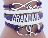 Armband grandma - oma - paars - infinity - hart