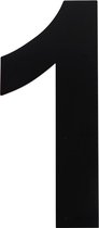 JDBOS ® Huisnummer zwart – Nr. 1 - RVS – 15 cm