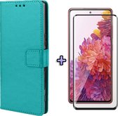 HB Hoesje Geschikt voor Samsung Galaxy S20 FE Turquoise - Portemonnee Book Case - Kaarthouder & Magneetlipje & Volledige Display Screenprotector