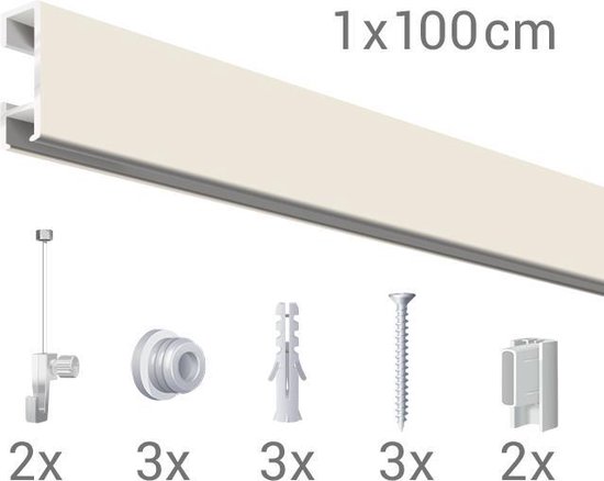 Click Rail / Rail de suspension - Wit mat - Set complet 100 cm