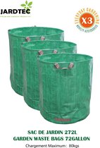 JARDTEC Opvouwbare Tuinafvalzakken 272 liter- set van 3 stuks Bladeren tuinafval takken Tuinafvalzak