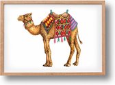 World of Mies poster kameel - A4 - mooi dik papier - Snel verzonden! - tropisch - jungle - dieren in aquarel - geschilderd door Mies